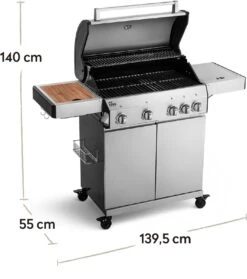 Burnhard Gas BBQ Big FRED Deluxe - 4 Branders - Incl. Keramische Infraroodbrander & Afdekhoes - Deluxe -Barbecues Verkoopwinkel 1063x1200 2