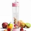 Waterfles Met Rietje En Fruit Filter | Roze | Kerstcadeau