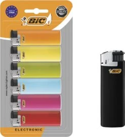 BIC Maxi J38 Elektronische Aanstekers - Verschillende Kleuren - Pak Van 6 Gasaanstekers