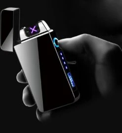 Merkloos Cuberna Elektrische Plasma USB Aansteker Met Batterij Indicator Ice Black - Wind En Storm Bestendig - Geschikt Voor Kaarsen, Vuurwerk, Sigaretten En BBQ -Barbecues Verkoopwinkel 1099x1200