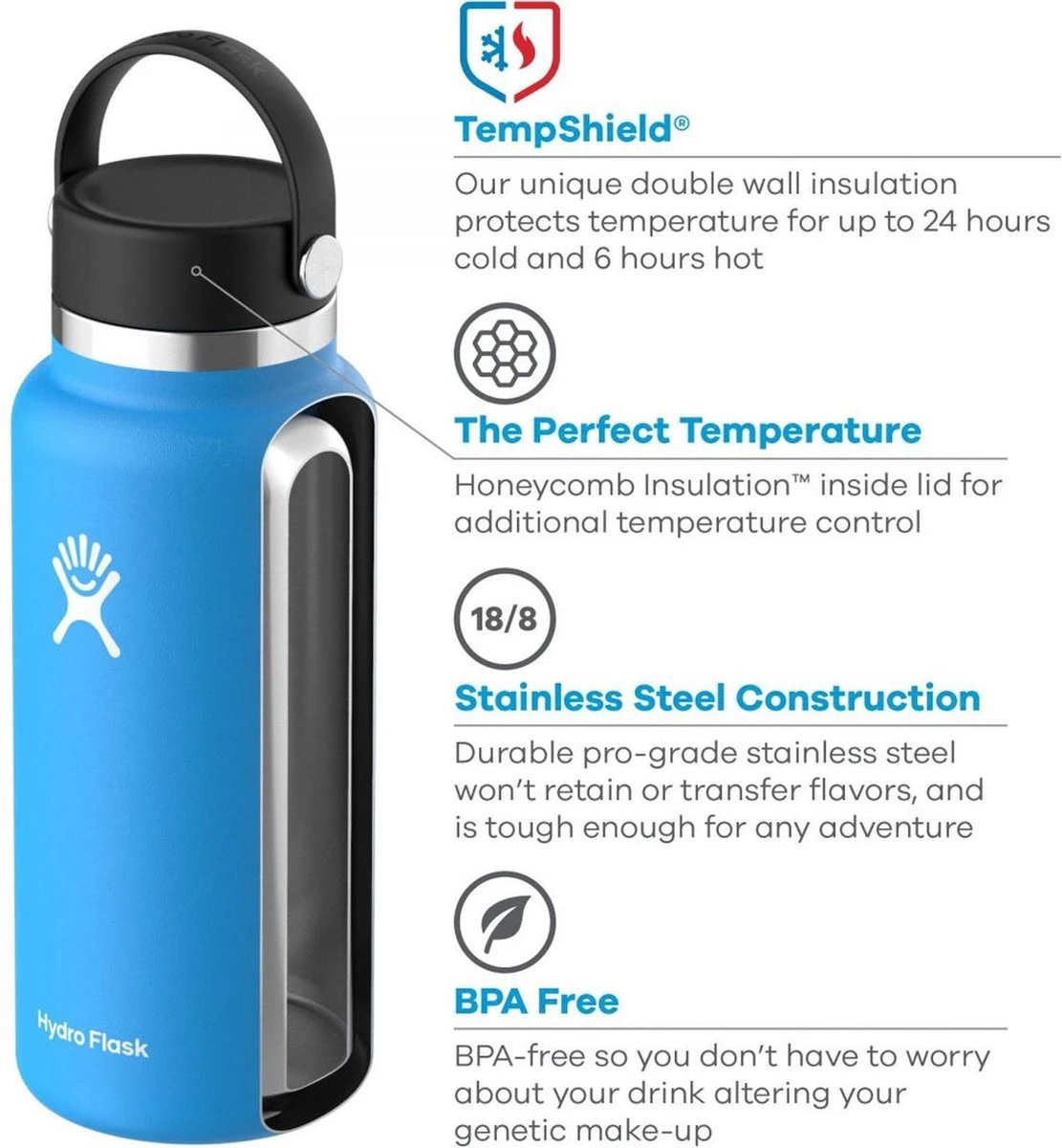 Hydro Flask Wide Mouth Flex Cap Drinkfles (946 Ml) - Wit 2 Hydro Flask Wide Mouth Flex Cap Drinkfles (946 Ml) - Wit - Afbeelding 2