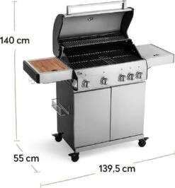 Burnhard Gas BBQ Big FRED Deluxe - 4 Branders - Incl. Keramische Infraroodbrander & Afdekhoes - Deluxe -Barbecues Verkoopwinkel 1113x1200