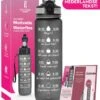 Gluxury Luxe Motivatie Waterfles - Nederlandse Tekst - Drinkfles Met Rietje - 1 Liter Drinkfles - Waterfles Met Tijdmarkering - Inc E-book - Zwart