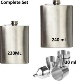 Lupine 2x Heupfles - Zakflacon - Platvink - Veldfles - RVS - 4 Bekertjes & Trechter