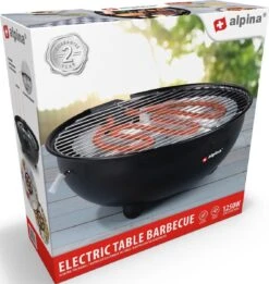 Alpina Elektrische BBQ - Tafel-Barbecue - Geen Rook - Binnen Barbecueën - 1250W - Ø 30 Cm - Zwart -Barbecues Verkoopwinkel 1137x1200