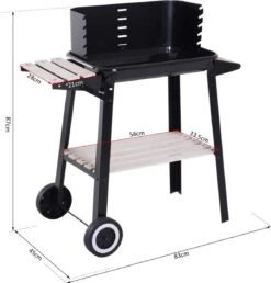 Verrijdbare Barbecue – Houtskool/Briketten - Verstelbare Grillplaat – Houten Tafel – Winscherm – Gewicht 5.9kg -Barbecues Verkoopwinkel 1150x1200 1