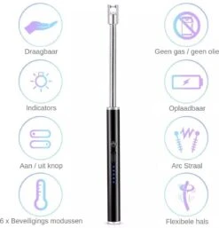 Merkloos BBQ Aansteker Oplaadbaar Met Usb Kabel - Elektrische Keuken Aansteker - Flexibele Aansteker - Zwart -Barbecues Verkoopwinkel 1155x1200