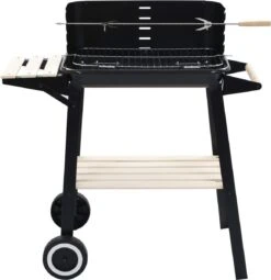 Verrijdbare Barbecue – Houtskool/Briketten - Verstelbare Grillplaat – Houten Tafel – Winscherm – Gewicht 5.9kg -Barbecues Verkoopwinkel 1161x1200