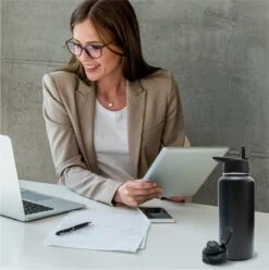 Drinkfles - Onyx Black - 1 Liter - Extra Dop Met Rietje & Drinktuit - Waterfles Met Rietje - Isoleerfles - BPA Vrij - Lekvrij -Barbecues Verkoopwinkel 1193x1200 5