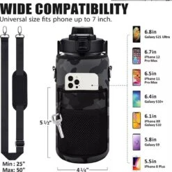 Merkloos Waterfles 2 Liter MET Sleeve Camo Zwart - Gratis Armband! - Waterfles Met Rietje -Drinkfles Met Rietje - Grote Waterfles - Bottle 2 Liter - Sportbidon - Sportfles Fitness - Waterkan - Gallon - Schenkfles - Waterflessen - Drinkbus -Barbecues Verkoopwinkel 1193x1200 6