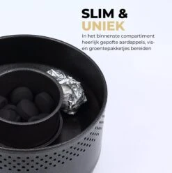 Ozocozy BBQ-ONE Houtskool Tafelbarbecue - Ø30 Cm- Zwart - Incl. Draagtas, Siliconen Bakkwast En RVS-Barbecuetang -Barbecues Verkoopwinkel 1197x1200