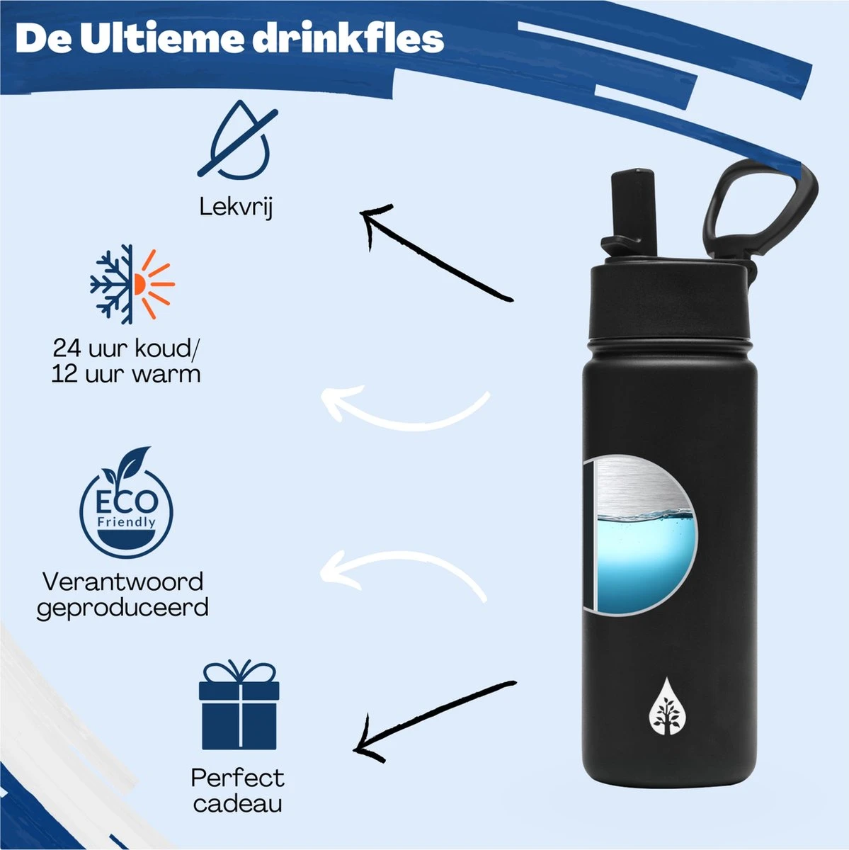VANN Drinkfles 500 Ml Met Rietje Multifunctioneel - Waterfles Volwassenen - RVS Inclusief 3 Doppen - 24uur Koud/12 Uur Warm - Groen 2 VANN Drinkfles 500 Ml Met Rietje Multifunctioneel - Waterfles Volwassenen - RVS Inclusief 3 Doppen - 24uur Koud/12 Uur Warm - Groen - Afbeelding 2