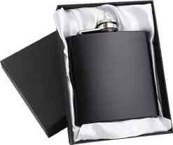 Malony® Luxe Heupfles - Veldfles - Flacon - Drinkfles - 180ML - RVS - Giftbox - Veiligheidssluiting - Zwart