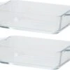 2x Rechthoekige Glazen Mini Ovenschaal 500 Ml 20 X 11 X 5 Cm - Ovenschotel Schalen