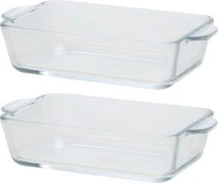 2x Rechthoekige Glazen Mini Ovenschaal 500 Ml 20 X 11 X 5 Cm - Ovenschotel Schalen