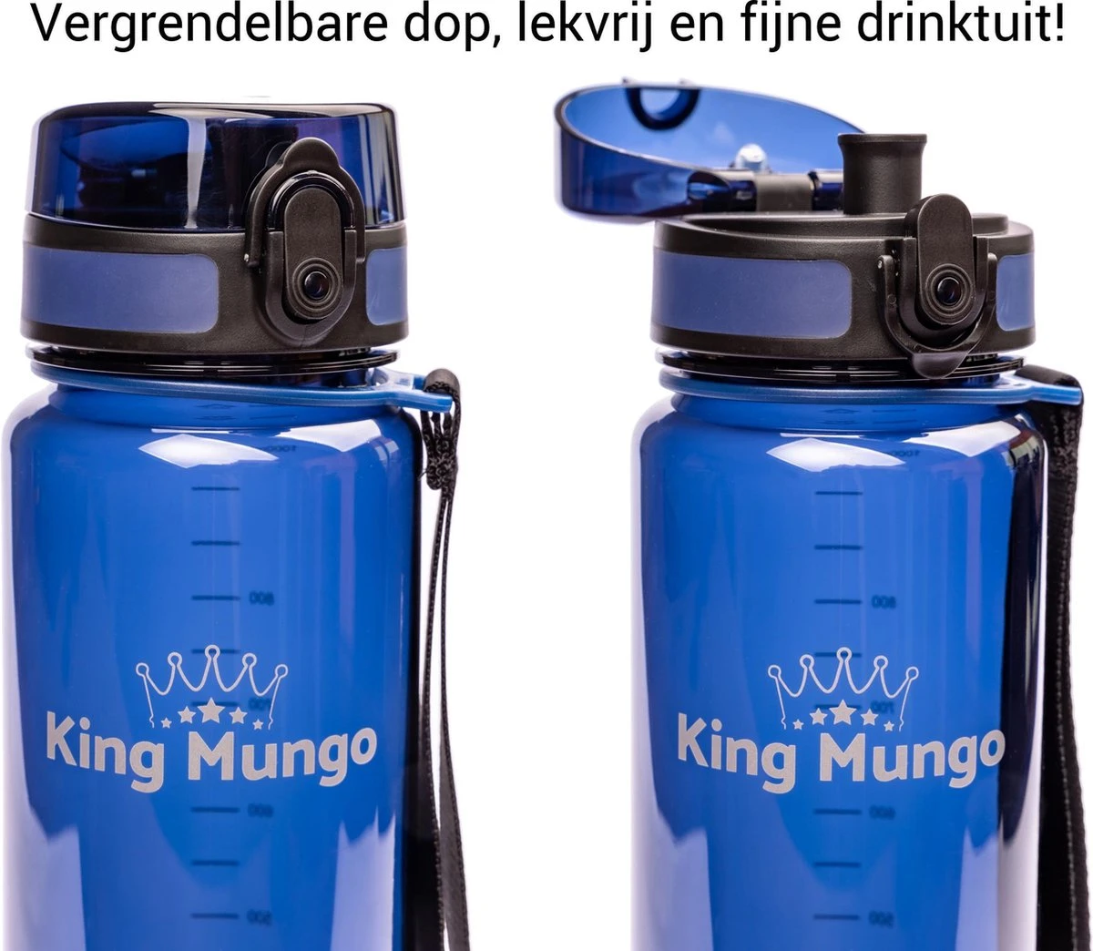 Waterfles 1 Liter Vaatwasserbestendig - Lekvrije 1L Drinkfles - Volwassenen & Kinderen - Sport Bidon Drinkbus - Donkerblauw - King Mungo 2 Waterfles 1 Liter Vaatwasserbestendig - Lekvrije 1L Drinkfles - Volwassenen & Kinderen - Sport Bidon Drinkbus - Donkerblauw - King Mungo - Afbeelding 2