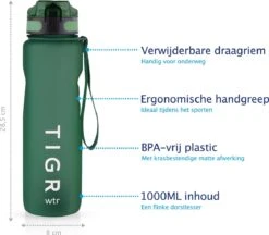 TIGR The Athlete - Drinkfles - Waterfles Met Fruit Filter - 1000ml - Groen - Met Mengbal Voor Shakes -Barbecues Verkoopwinkel 1200x1049 4