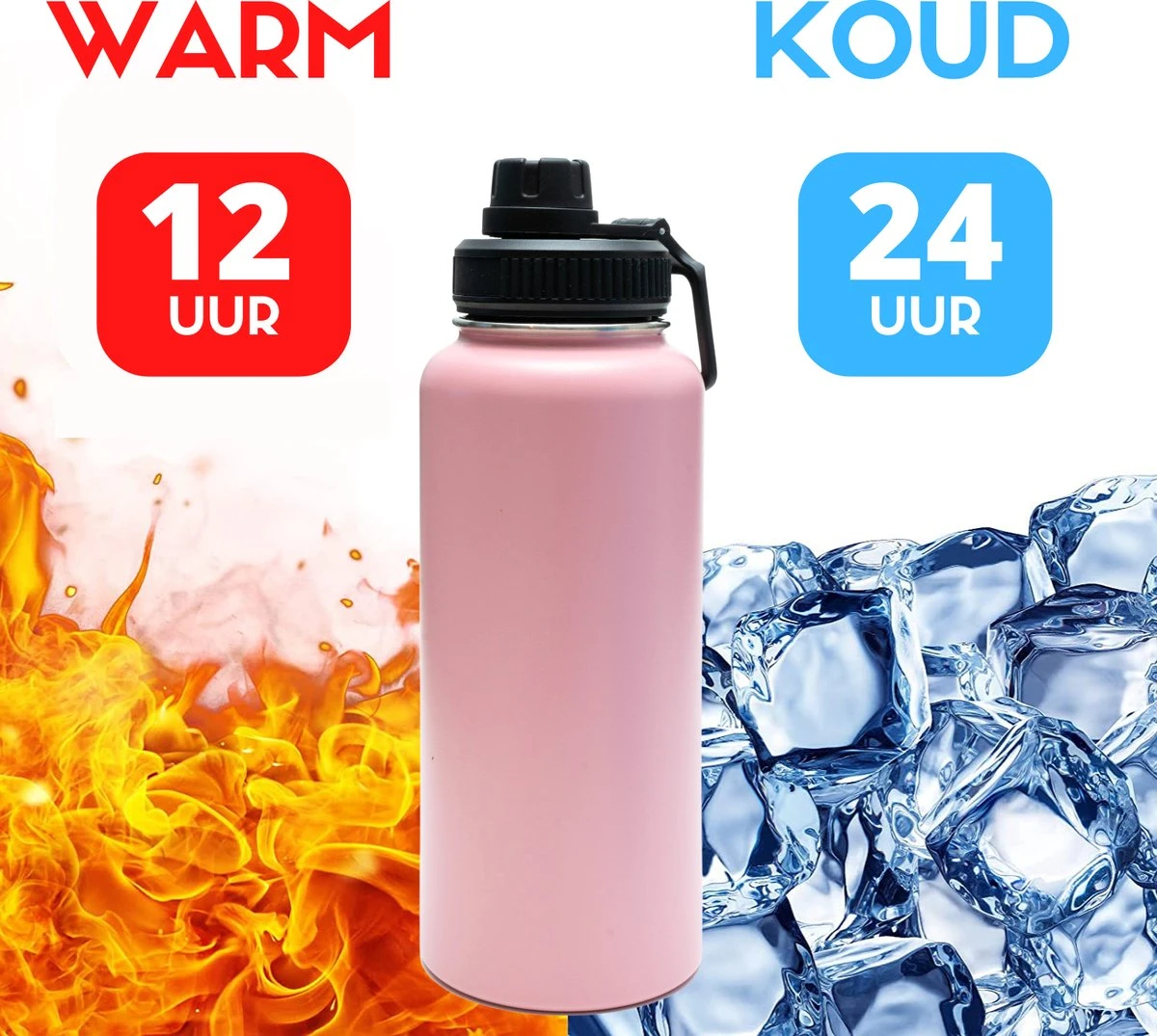 Drinkfles - Pastel Pink - 1 Liter - Extra Dop Met Rietje & Drinktuit - Waterfles Met Rietje - Isoleerfles - BPA Vrij - Lekvrij 6 Drinkfles - Pastel Pink - 1 Liter - Extra Dop Met Rietje & Drinktuit - Waterfles Met Rietje - Isoleerfles - BPA Vrij - Lekvrij - Afbeelding 6