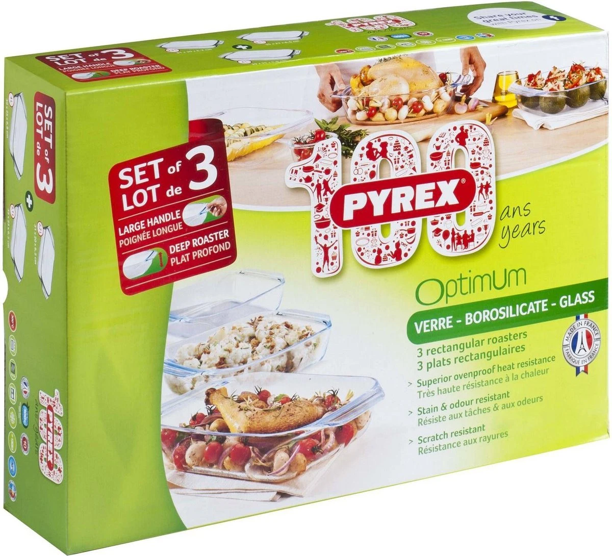 Pyrex Optimum Ovenschalenset 2,1 L - 2,9 L - 3,8 L - 31 X 20 X 6 Cm - 35 X 32 X 6 Cm - 39 X 28 X 7 Cm 3 Pyrex Optimum Ovenschalenset 2,1 L - 2,9 L - 3,8 L - 31 X 20 X 6 Cm - 35 X 32 X 6 Cm - 39 X 28 X 7 Cm - Afbeelding 3