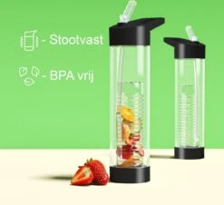 Waterfles Met Rietje - Fruit Filter - Tritan Drinkfles - Volwassenen - Zwart - Kerstcadeau -Barbecues Verkoopwinkel 1200x1099 4