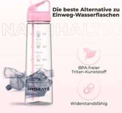 HYDRATE 900ml Drinkfles Met Tijdmarkeringen - Sport Waterfles Met Rietje, BPA-vrije Drinkfles Rietje Van Tritan Ideaal Voor Sportschool, Kantoor, Wandelen, Fitness, Sportfles (Zacht Roze) -Barbecues Verkoopwinkel 1200x1107 1