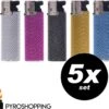 Pyroshopping Diamond Lighters – Set Van 5 Stuks – Navulbare Stormaanstekers - Windproof Gasaanstekers