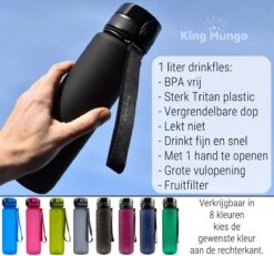 Drinkfles 1 Liter Volwassenen - Sport Bidon Drinkbus 1000ml - Donkergroen - King Mungo KMDF020 -Barbecues Verkoopwinkel 1200x1121 2