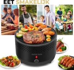 Ozocozy BBQ-ONE Houtskool Tafelbarbecue - Ø30 Cm- Zwart - Incl. Draagtas, Siliconen Bakkwast En RVS-Barbecuetang -Barbecues Verkoopwinkel 1200x1133