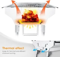 Uten - Houtskoolbarbecue - Opvouwbare Barbecue - Houtskoolbarbecues - Draagbare Camping Barbecue - 430 Roestvrij Staal Grill BBQ - 5-10 Persoon Tuin Buitenfeest - Zilver -Barbecues Verkoopwinkel 1200x1152