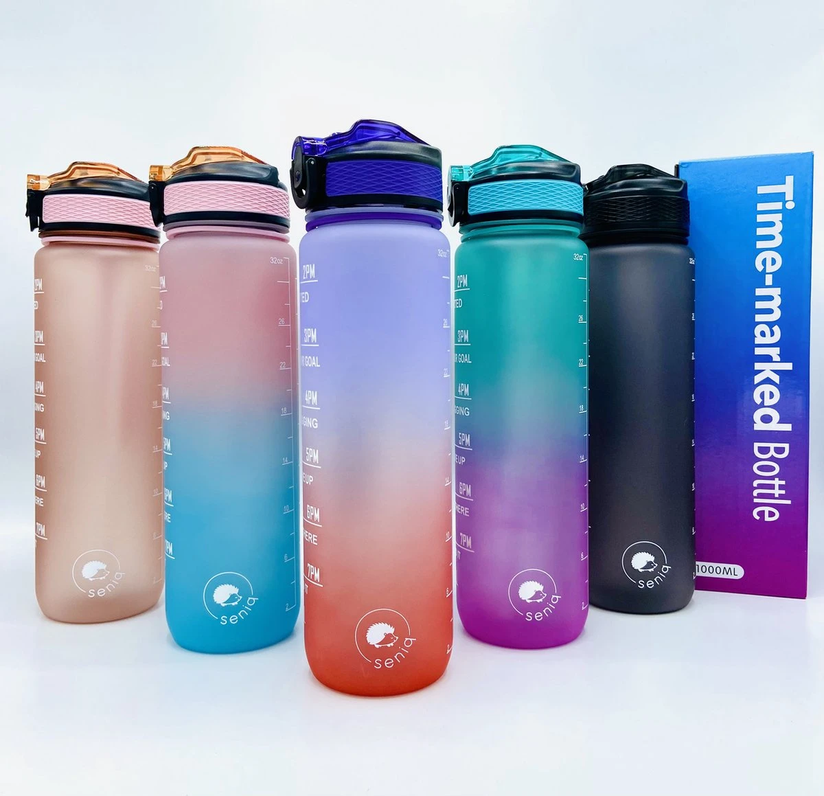 Seniq Motivatie Waterfles - 1 Liter - Drinkfles Met Tijdmarkering - Rietje - Roze 10 Seniq Motivatie Waterfles - 1 Liter - Drinkfles Met Tijdmarkering - Rietje - Roze - Afbeelding 10