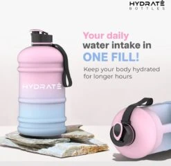 HYDRATE 2,2 Liter Waterfles - Nu Met Easy Drink Cap - Duurzaam En Extra Sterk - BPA Vrij - Ideaal Voor: Sportschool, Dieet, Bodybuilding, Buitensporten, Wandelen En Kantoor, Suikerspin -Barbecues Verkoopwinkel 1200x1164 13