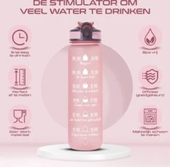 Gluxury Luxe Motivatie Waterfles - Nederlandse Tekst - Drinkfles Met Rietje - 1 Liter Drinkfles - Waterfles Met Tijdmarkering - Inc E-book -Barbecues Verkoopwinkel 1200x1174 6