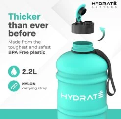 HYDRATE 2,2 Liter Sportfles - Duurzaam En Extra Sterk - BPA Vrij - Ideaal Voor: Sportschool, Dieet, Bodybuilding, Buitensport, Wandelen En Kantoor - Grote Waterfles (Mintgroen) -Barbecues Verkoopwinkel 1200x1175 6