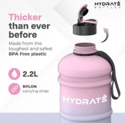 HYDRATE 2,2 Liter Waterfles - Nu Met Easy Drink Cap - Duurzaam En Extra Sterk - BPA Vrij - Ideaal Voor: Sportschool, Dieet, Bodybuilding, Buitensporten, Wandelen En Kantoor, Suikerspin -Barbecues Verkoopwinkel 1200x1175 7