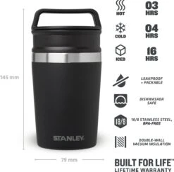 Stanley The Shortstack Travel Thermosbeker - 230 Ml - RVS/Mat Zwart -Barbecues Verkoopwinkel 1200x1181 4