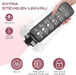 Gluxury Luxe Motivatie Waterfles - Nederlandse Tekst - Drinkfles Met Rietje - 1 Liter Drinkfles - Waterfles Met Tijdmarkering - Inc E-book - Zwart -Barbecues Verkoopwinkel 1200x1184 15