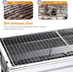 Uten - Houtskoolbarbecue - Opvouwbare Barbecue - Houtskoolbarbecues - Draagbare Camping Barbecue - 430 Roestvrij Staal Grill BBQ - 5-10 Persoon Tuin Buitenfeest - Zilver -Barbecues Verkoopwinkel 1200x1184