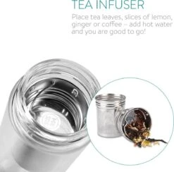 Navaris Glazen Theefles Met Filter - 500 Ml - Waterfles Van Glas - Dubbelwandige Drinkfles - Fles Met Bamboe Dop, Thee Infuser En Hoes -Barbecues Verkoopwinkel 1200x1186 4