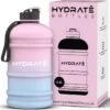 HYDRATE 2,2 Liter Waterfles - Nu Met Easy Drink Cap - Duurzaam En Extra Sterk - BPA Vrij - Ideaal Voor: Sportschool, Dieet, Bodybuilding, Buitensporten, Wandelen En Kantoor, Suikerspin
