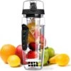 Merkloos Waterfles - Drinkfles - Waterfles Met Fruit Infuser – Zwart - 900ML