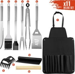 Squago BBQ Accesoires XXL Set Met Schort - Gereedschap - Gereedschapset Tang Borstel Mat -Barbecues Verkoopwinkel 1200x1189 1