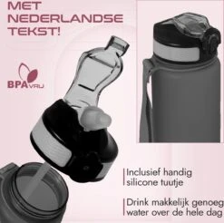Gluxury Luxe Motivatie Waterfles - Nederlandse Tekst - Drinkfles Met Rietje - 1 Liter Drinkfles - Waterfles Met Tijdmarkering - Inc E-book - Zwart -Barbecues Verkoopwinkel 1200x1193 6