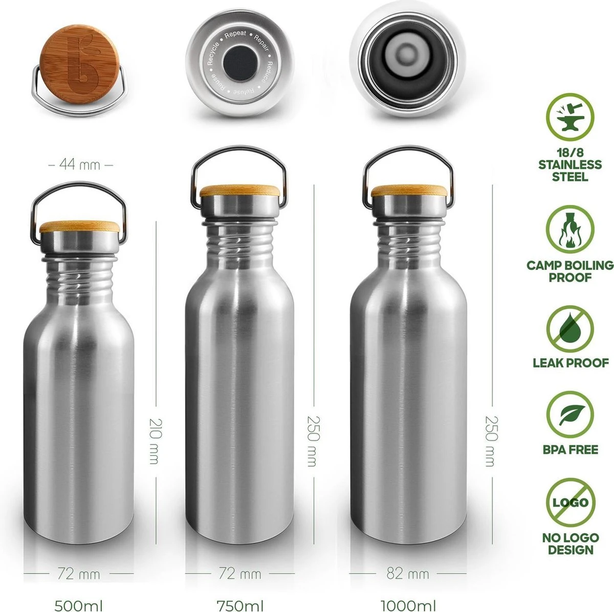 Bambaw Waterfles - 750 Ml - Roestvrij Staal - Stevig En Milieuvriendelijk 2 Bambaw Waterfles - 750 Ml - Roestvrij Staal - Stevig En Milieuvriendelijk - Afbeelding 2