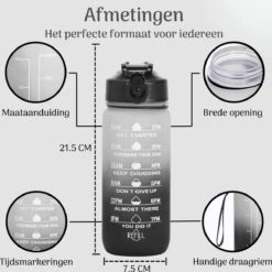 Migliore Drinkfles – Luxe Drinkfles Met Rietje – Kinderen En Volwassenen – Waterfles 600 Ml – Water Bottle – Motivatie Waterfles Met Tijdmarkeringen - 750 Ml - Ook In 1 Liter En 2 Liter -Barbecues Verkoopwinkel 1200x1198 11