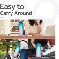 Merkloos Vision Vel Blauw-Roze Waterfles Met Tijdmarkeringen | 1 Liter | Sport Waterfles | Drinkfles Met Rietje | Lekvrije Sportfles | Tritan Waterfles | BPA Vrij | Voor Sport, Fietsen, Kamperen, School, Sportschool | Tijdmarkering -Barbecues Verkoopwinkel 1200x1199 16