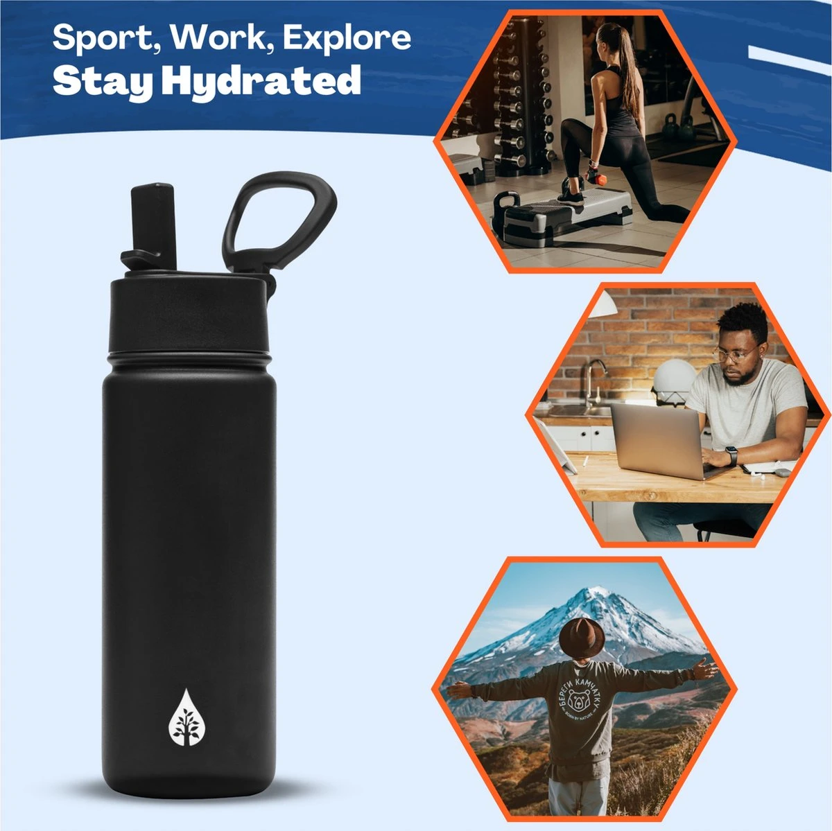 VANN Drinkfles 500 Ml Met Rietje Multifunctioneel - Waterfles Volwassenen - RVS Inclusief 3 Doppen - 24uur Koud/12 Uur Warm - Groen 5 VANN Drinkfles 500 Ml Met Rietje Multifunctioneel - Waterfles Volwassenen - RVS Inclusief 3 Doppen - 24uur Koud/12 Uur Warm - Groen - Afbeelding 5