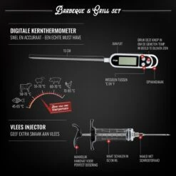 Mountain Jack® 40-Delige Luxe BBQ Grill Accessoires Set In Roestvrij Staal – Barbecue Gereedschap – Tangenset, Vlees Thermometer, Vleestang, Borstel, Spiezen, Vleesmes, Vleesvork -Barbecues Verkoopwinkel 1200x1199 6