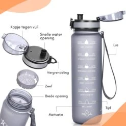 LaCardia Motivatie Waterfles Grijs - 1 Liter Drinkfles - Waterfles Met Tijdmarkering - Grijs 11 LaCardia Motivatie Waterfles Grijs - 1 Liter Drinkfles - Waterfles Met Tijdmarkering - Grijs -Barbecues Verkoopwinkel 1200x1200 1003