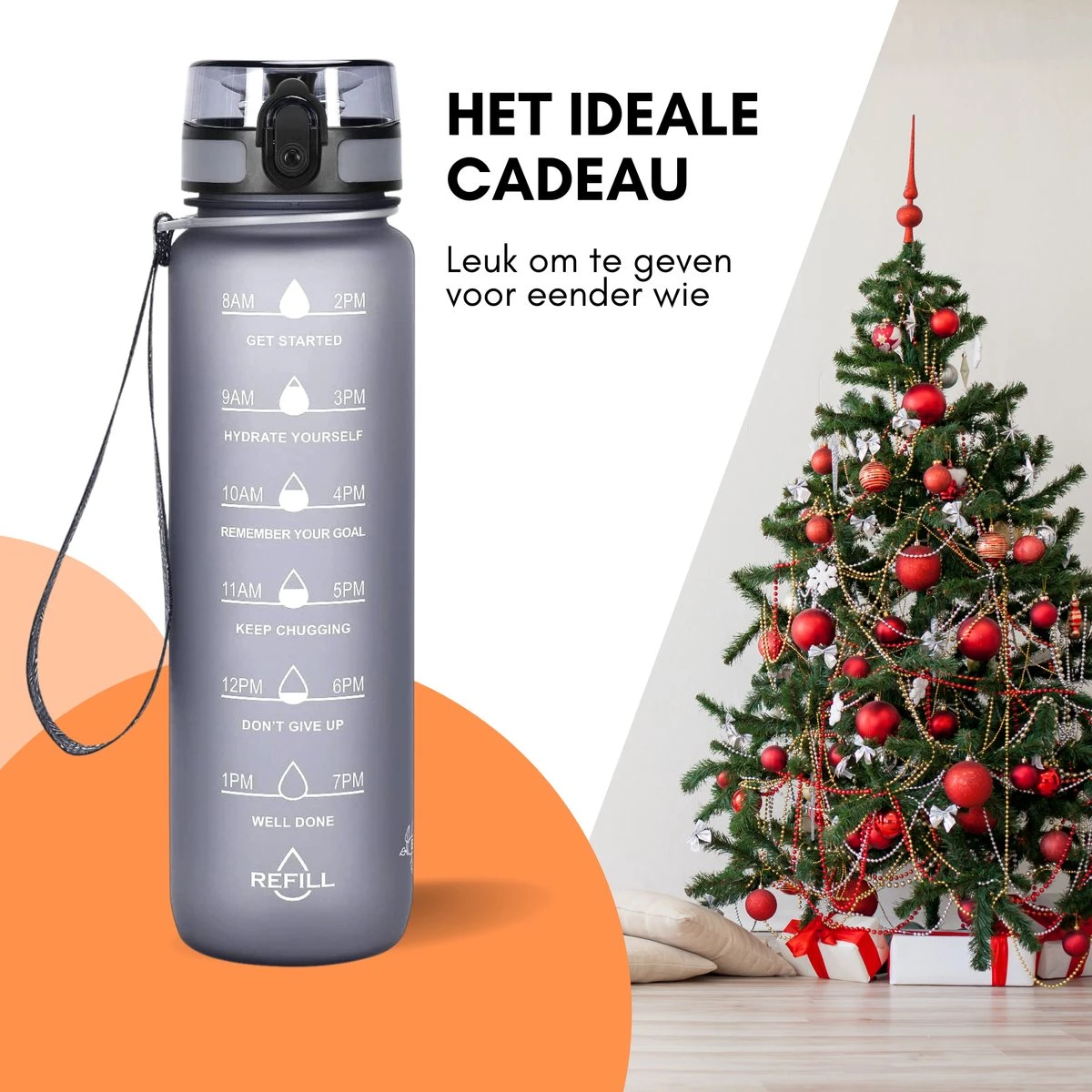 LaCardia Motivatie Waterfles Grijs - 1 Liter Drinkfles - Waterfles Met Tijdmarkering - Grijs 6 LaCardia Motivatie Waterfles Grijs - 1 Liter Drinkfles - Waterfles Met Tijdmarkering - Grijs - Afbeelding 6