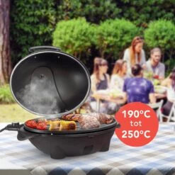 KitchenBrothers Elektrische BBQ - Met Grillplaat - Anti-aanbaklaag - Incl. Plank/Houders - Grilloppervlak 46,5x33,8cm - Tot 300°C - 2400W - Zwart -Barbecues Verkoopwinkel 1200x1200 103